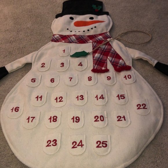 Vintage Advent Calendar Christmas‎ Countdown Snowman Wool Fabric Storehouse - Picture 11 of 13